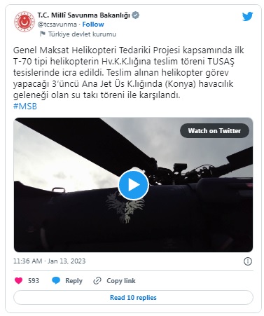 Hava Kuvvetleri Komutanl Na Lk T Tipi Helikopter Teslim Edildi