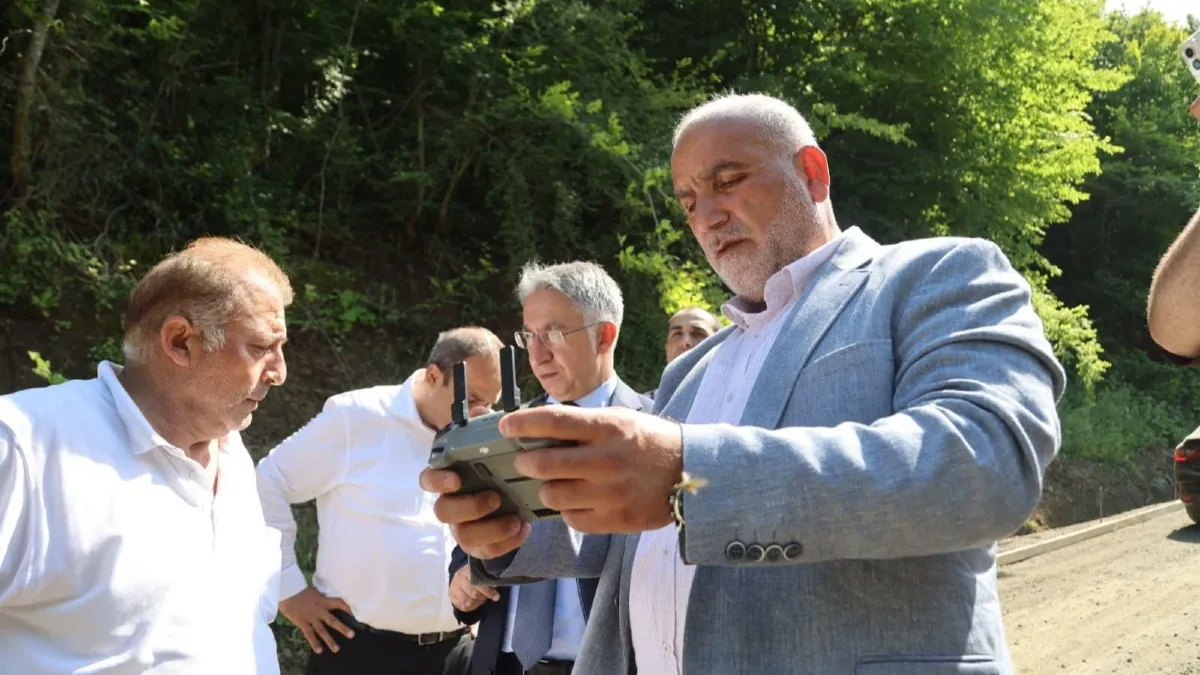 Canik’te yol çalışmaları dronla incelendi